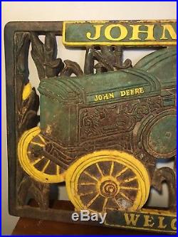 ORIGINAL 1900's JOHN DEERE CAST IRON WELCOME SIGN VINTAGE ANTIQUE