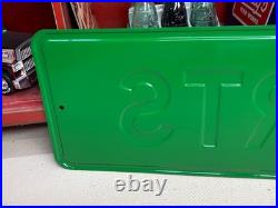 ORIGINAL 1970's JOHN DEERE APRTS HEAVY EMBOSSED STEEL DEALER SIGN (36x 12)