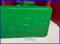 ORIGINAL 1970's JOHN DEERE APRTS HEAVY EMBOSSED STEEL DEALER SIGN (36x 12)