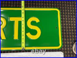 ORIGINAL 1970's JOHN DEERE APRTS HEAVY EMBOSSED STEEL DEALER SIGN (36x 12)