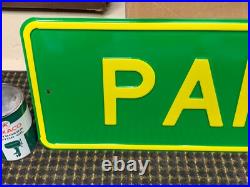 ORIGINAL JOHN DEERE PARTS HEAVY EMBOSSED STEEL SIGN, (36x 12) NOS, NICE SIGN