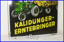 Old Enamel Sign Kalidünger Tractor Bulldog John Deere Shield Classic Car Lanz