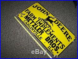 Old JOHN DEERE Farm Implements Porcelain Sign Advertising Early 1900's NICE