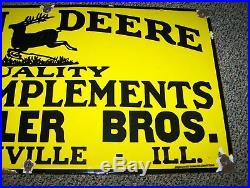 Old JOHN DEERE Farm Implements Porcelain Sign Advertising Early 1900's NICE