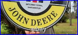 Old Vintage Caterpillar John Deere Tractor Porcelain Metal Sign Farm Harvester