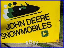 Old Vintage John Deere Snowmobile Porcelain Enamel Dealership Sign