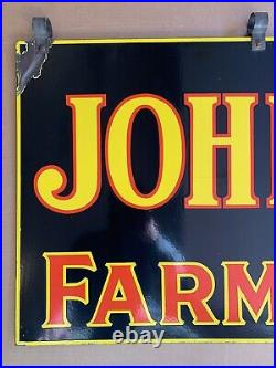 Original 1930s Large John Deere Farm Implements Porcelain Dealership Sign