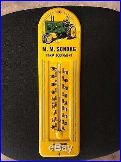 Original 1940's John Deere Tractor Farm Gas Oil Thermometer Iowa Dealer Sign