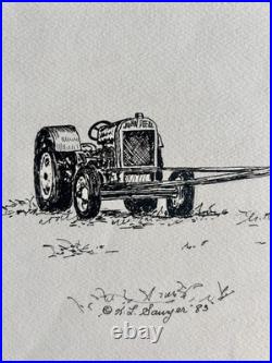 Original 1983 John Deere CASE Thresher Pen & Ink Drawing Signed K. L. Sawyer