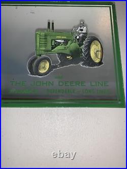 Original 40s John Deere Advertising Mirror Sign Tractor Sales Service Avon SD