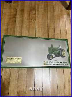 Original 40s John Deere Advertising Mirror Sign Tractor Sales Service Tyndall SD