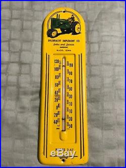 Original 40s John Deere Tractor Thermometer Farm Feed Seed Advertising Rudd Iowa