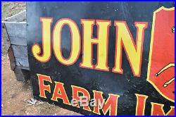 Original Antique John Deere Farm Implements 72 Porcelain Metal Sign 4 Legged