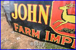 Original Antique John Deere Farm Implements 72 Porcelain Metal Sign 4 Legged