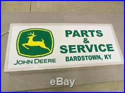 Original John Deer Parts & Service Lighted Dealership Sign