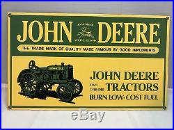 Original John Deere Porcelain Dealers Sign Farm Implements Tractors Moline IL