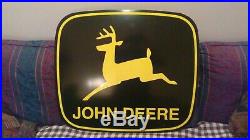 Original LARGE JOHN DEERE 2 LEG DOUBLE SIDED metal dealer sales service sign