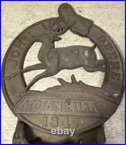 Original Vintage John Deere Cast Iron Wall Plaque Letter Mail Match Holder