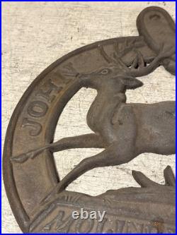 Original Vintage John Deere Cast Iron Wall Plaque Letter Mail Match Holder