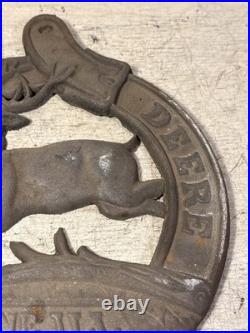 Original Vintage John Deere Cast Iron Wall Plaque Letter Mail Match Holder
