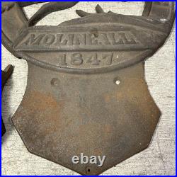Original Vintage John Deere Cast Iron Wall Plaque Letter Mail Match Holder