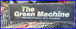 Original Vintage Metal Embossed Green Machine Service Dealer Sign 40x12