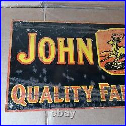 Origional John Deere Quality Farm Implements 25-3/4 X 19-3/4 Metal Sign