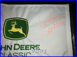 PERFECT FULL SIGNATURE Jordan Spieth Signed John Deere Pin Flag MASTERS RARE