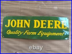 PORCELAIN JOHN DEERE ENAMEL SIGN 36x12 INCHES