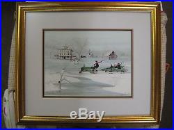 P Buckley Moss Framed & Matted Snowy Christmas Signed Numbered John Deere