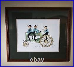P. Buckley Moss John Deere Boys Limited Edition Print Framed Matted Signed 1999