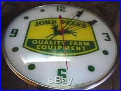 Pam clock John Deere Farm Equipment Lighted Bubble Glass Advertising Sign 1959