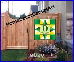 Personalized Barn Quilt Sign, Four Point Star John Deere Colors, Amish Design Personalized Barn Quilt Sign, Four Point Star John Deere Colors, Amish Design