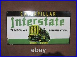 Porcelain Inter state John deere Enamel Metal Sign Plate Size 30 x 16 Inches