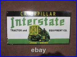 Porcelain Inter state John deere Enamel Metal Sign Plate Size 30 x 16 Inches