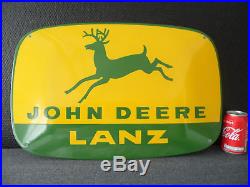 Porcelain JOHN DEERE LANZ Farm Tractor Advertising Enamel Emaille Sign #278
