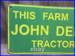 Porcelain John Deere Enamel Metal Sign Plate Size 20 x 10 Inches