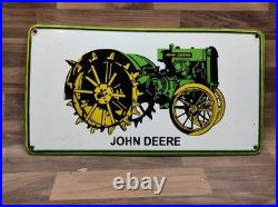 Porcelain John Deere Enamel Metal Sign Plate Size 24 x 13 Inches