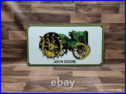 Porcelain John Deere Enamel Metal Sign Plate Size 24 x 13 Inches