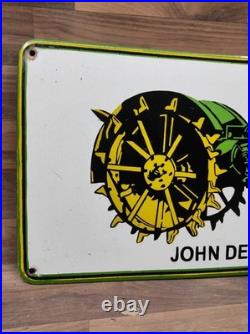 Porcelain John Deere Enamel Metal Sign Plate Size 24 x 13 Inches