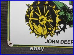 Porcelain John Deere Enamel Metal Sign Plate Size 24 x 13 Inches