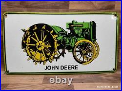 Porcelain John Deere Enamel Metal Sign Plate Size 24 x 13 Inches