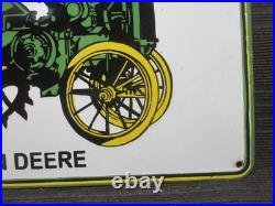 Porcelain John Deere Enamel Metal Sign Plate Size 24 x 13 Inches