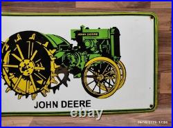 Porcelain John Deere Enamel Metal Sign Plate Size 24 x 13 Inches