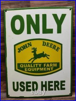 Porcelain John Deere Enamel Metal Sign Plate Size 24 x 18 Inches