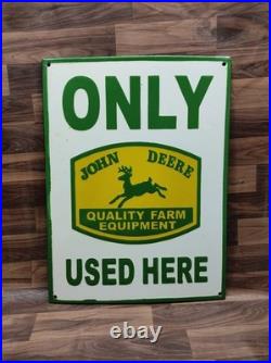 Porcelain John Deere Enamel Metal Sign Plate Size 24 x 18 Inches