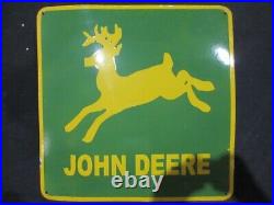 Porcelain John Deere Enamel Metal Sign Plate Size 24 x 24 Inches