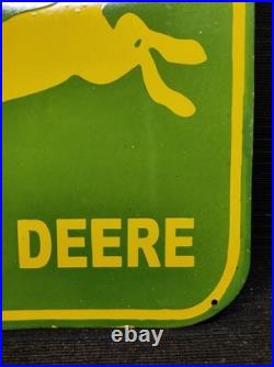 Porcelain John Deere Enamel Metal Sign Plate Size 24 x 24 Inches