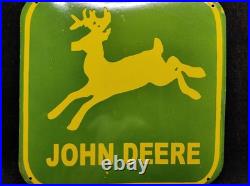 Porcelain John Deere Enamel Metal Sign Plate Size 24 x 24 Inches