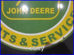 Porcelain John Deere Enamel Metal Sign Plate Size 30 Inches Round